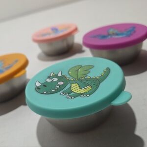 Dragon and Dinosaur Small Snack Containers/covered Metal Bowls